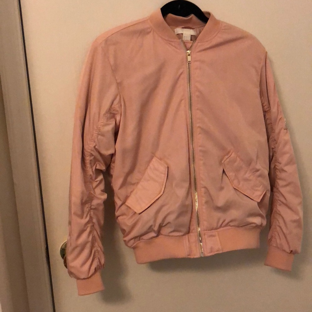 Pink Satin Bomber Jacket